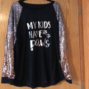 Never worn custom “my kids have paws” long sleeve